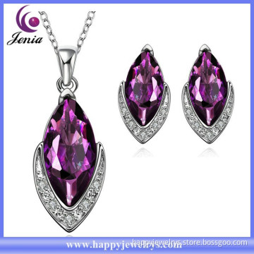 New fashion purple zircon earring ,pendant jewelry set dubai fashion jewelry (KFVRS018)